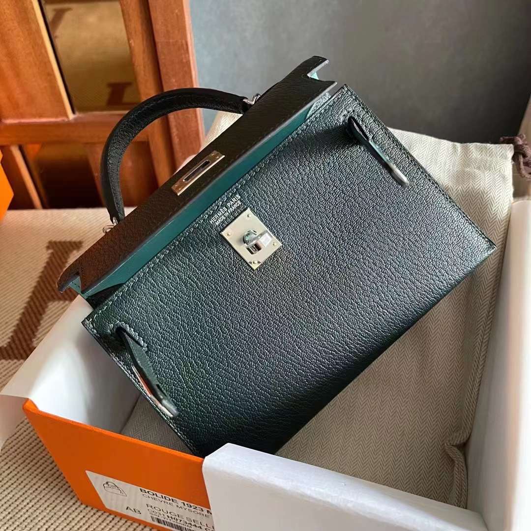 KL mini 二代 山羊皮 6O Vẻt Cypress 松柏绿 内拼蓝  银