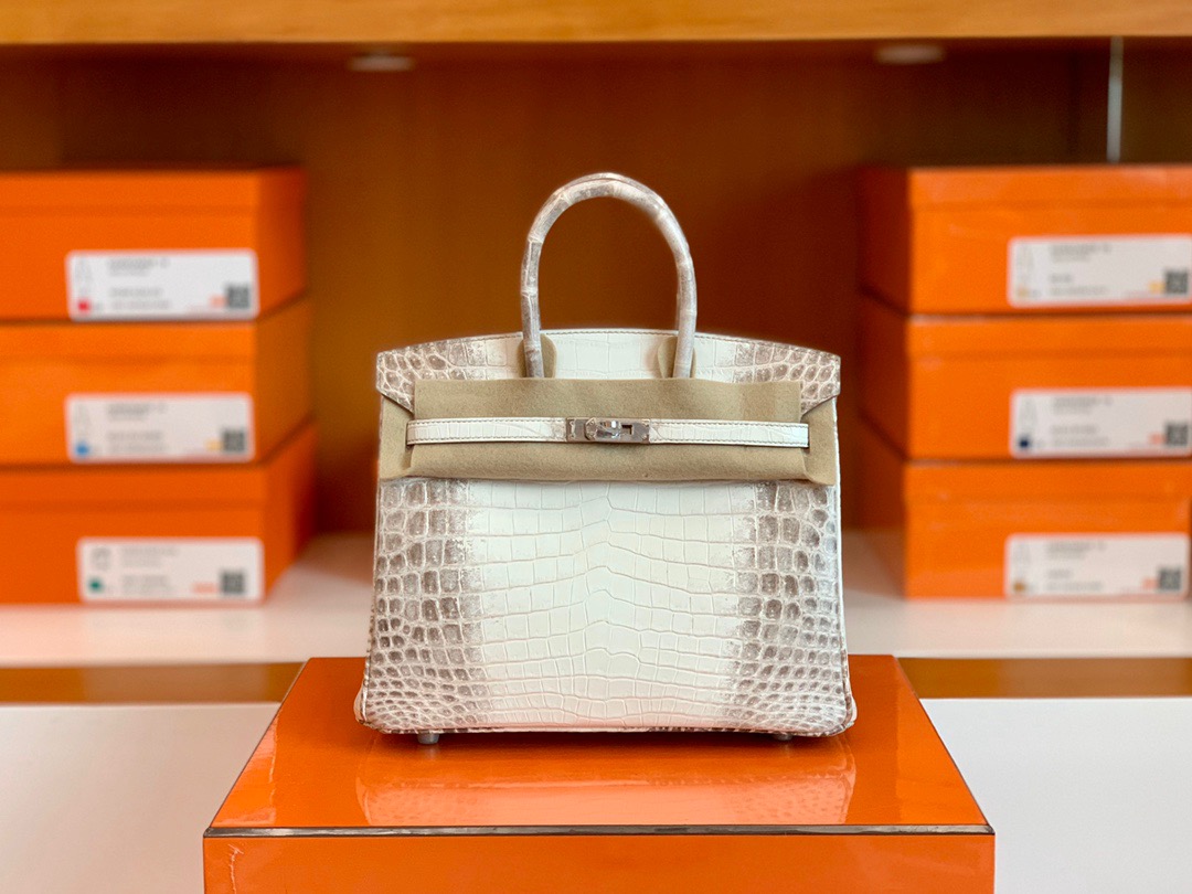 皇后级 BK 25cm Crocodile leather 铂金包 01喜马拉雅白 himalaya 雾面尼罗鳄鱼 两点 银扣 还自带气孔 可遇不可求 [得意]