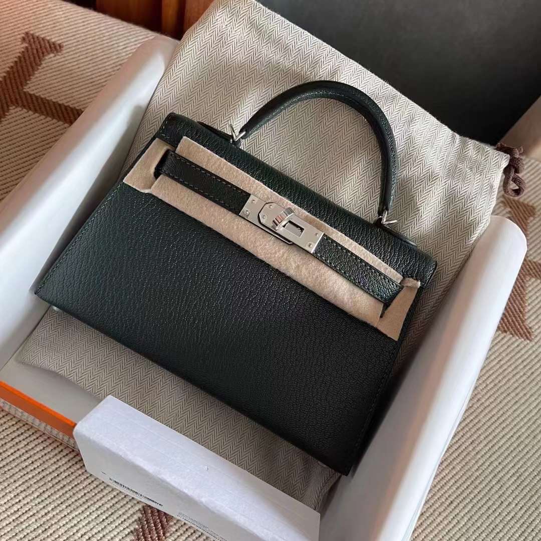 KL mini 二代 山羊皮 6O Vẻt Cypress 松柏绿 内拼蓝  银