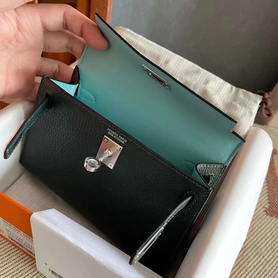 KL mini 二代 山羊皮 6O Vẻt Cypress 松柏绿 内拼蓝  银