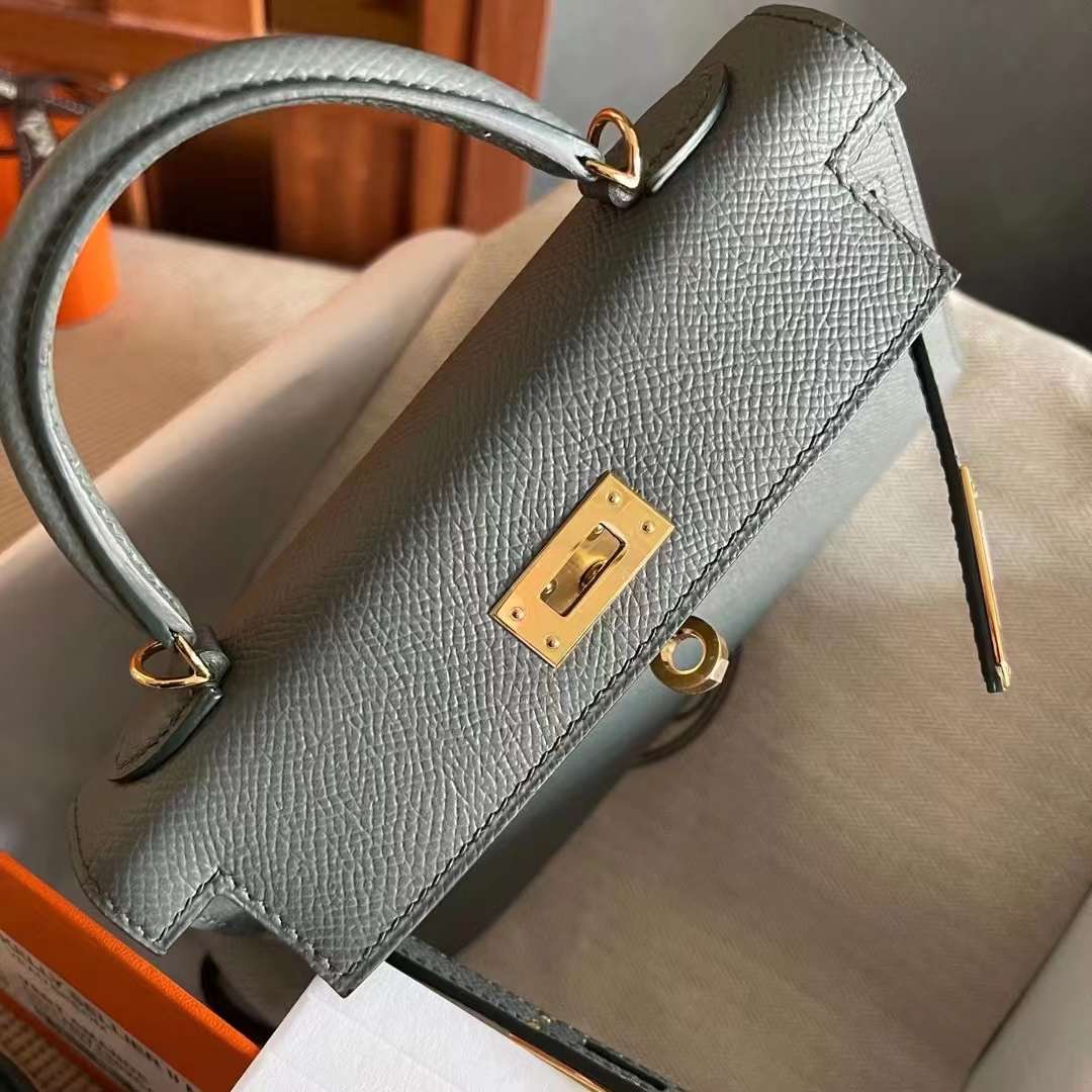 Qatar HM KL Mini 二代 Epsom皮 63 amande 杏绿 Ghw