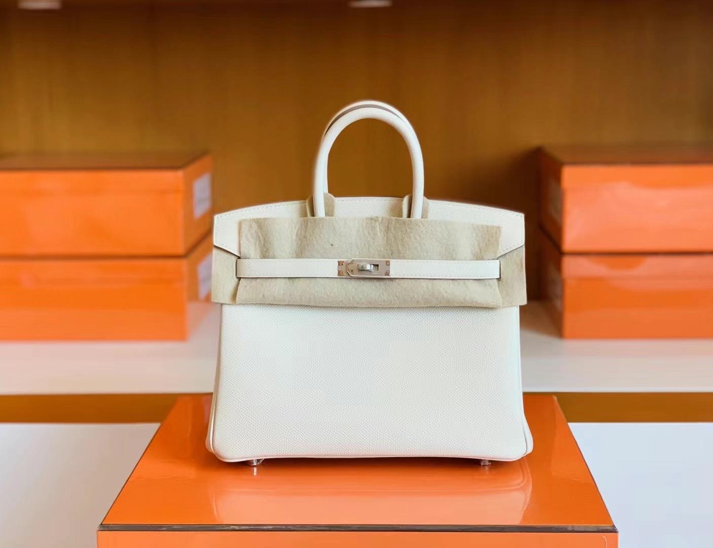 Hernes bk 25cm 奶昔白epsom nata 银扣 👸