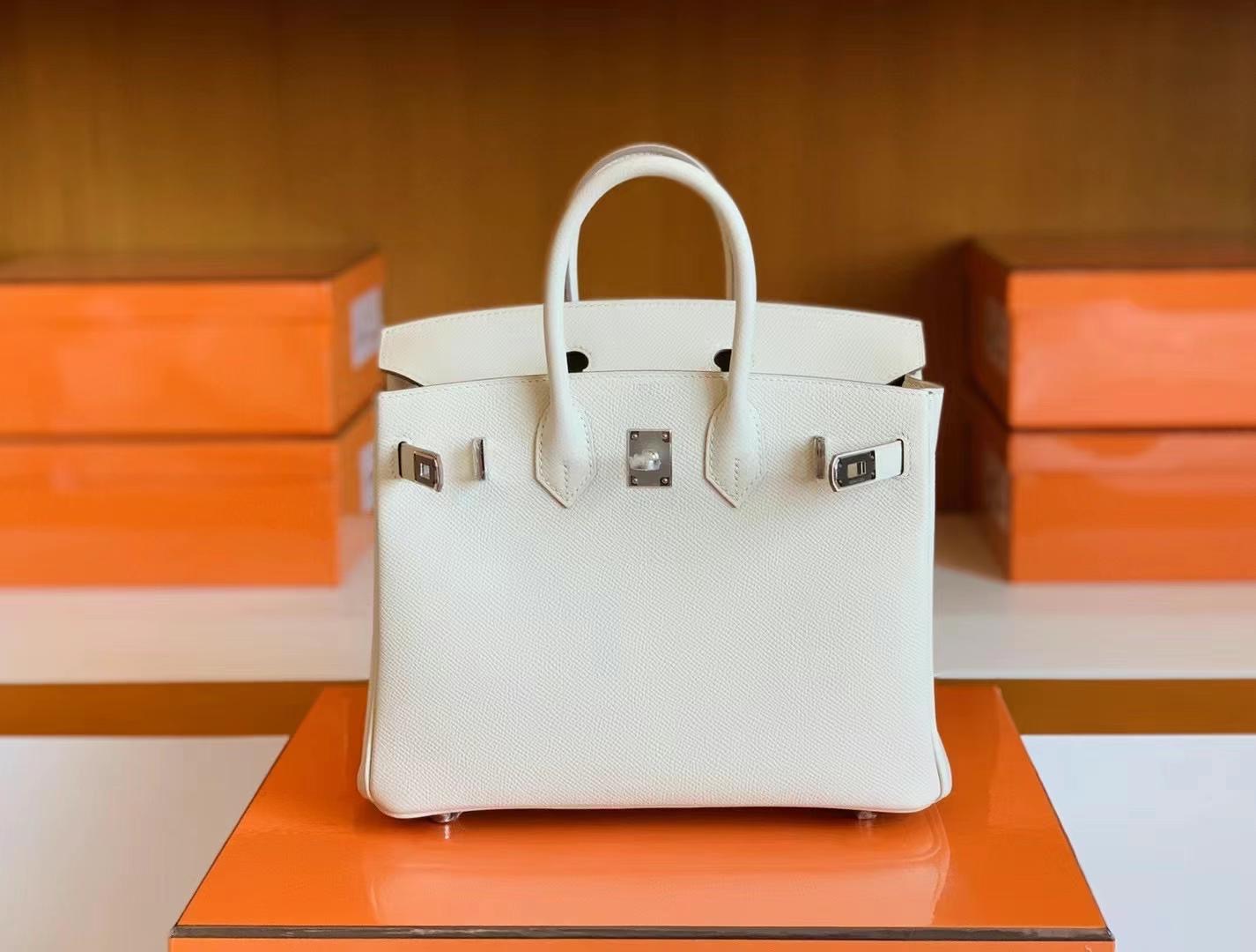 Hernes bk 25cm 奶昔白epsom nata 银扣 👸