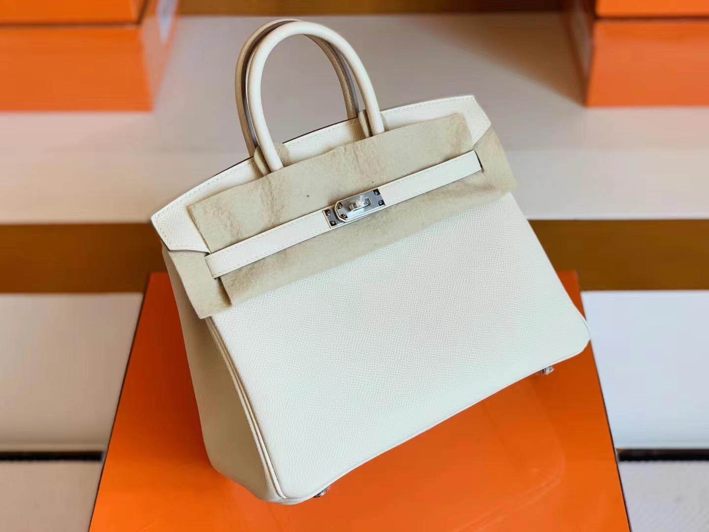 Hernes bk 25cm 奶昔白epsom nata 银扣 👸