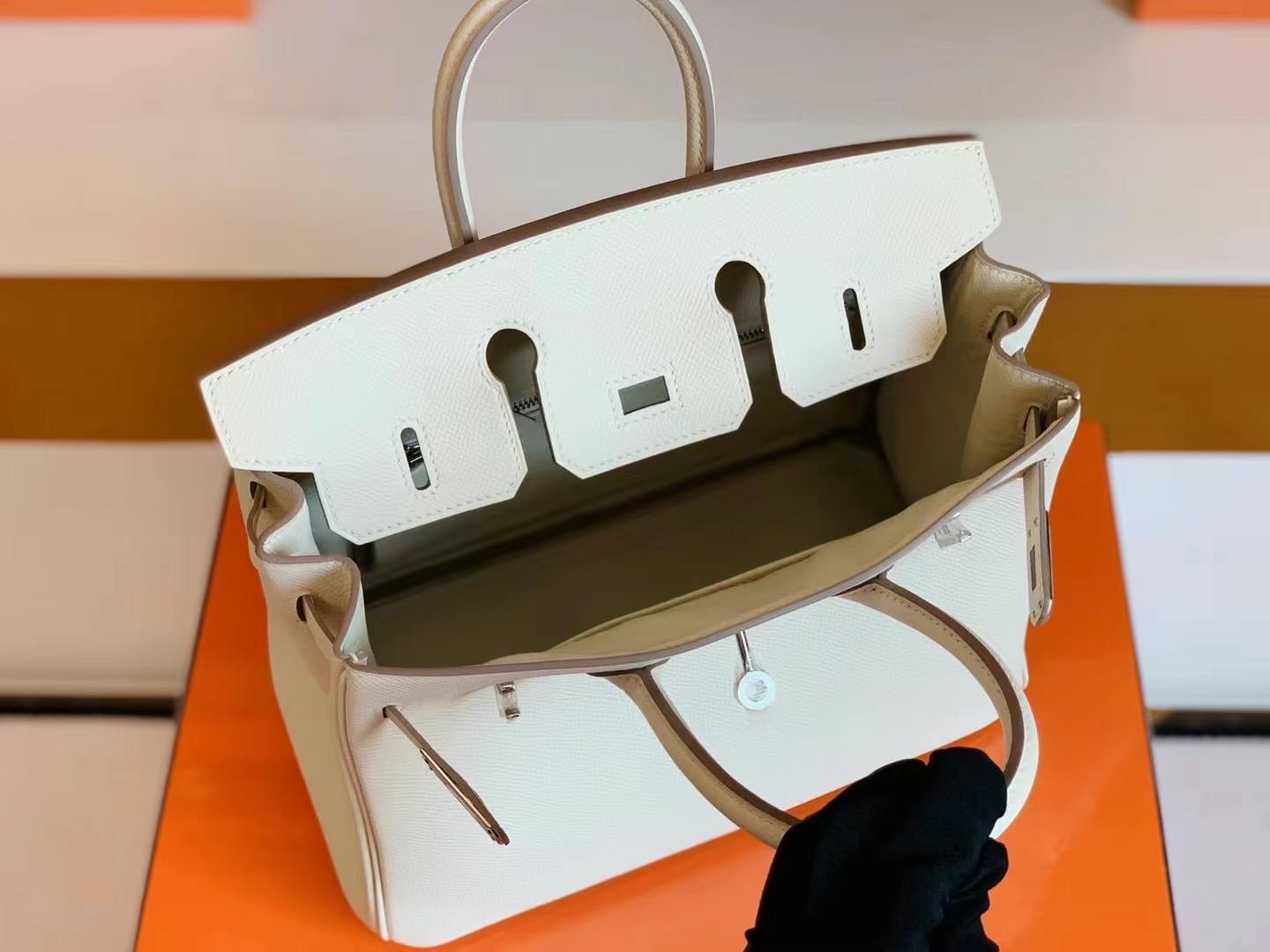 Hernes bk 25cm 奶昔白epsom nata 银扣 👸