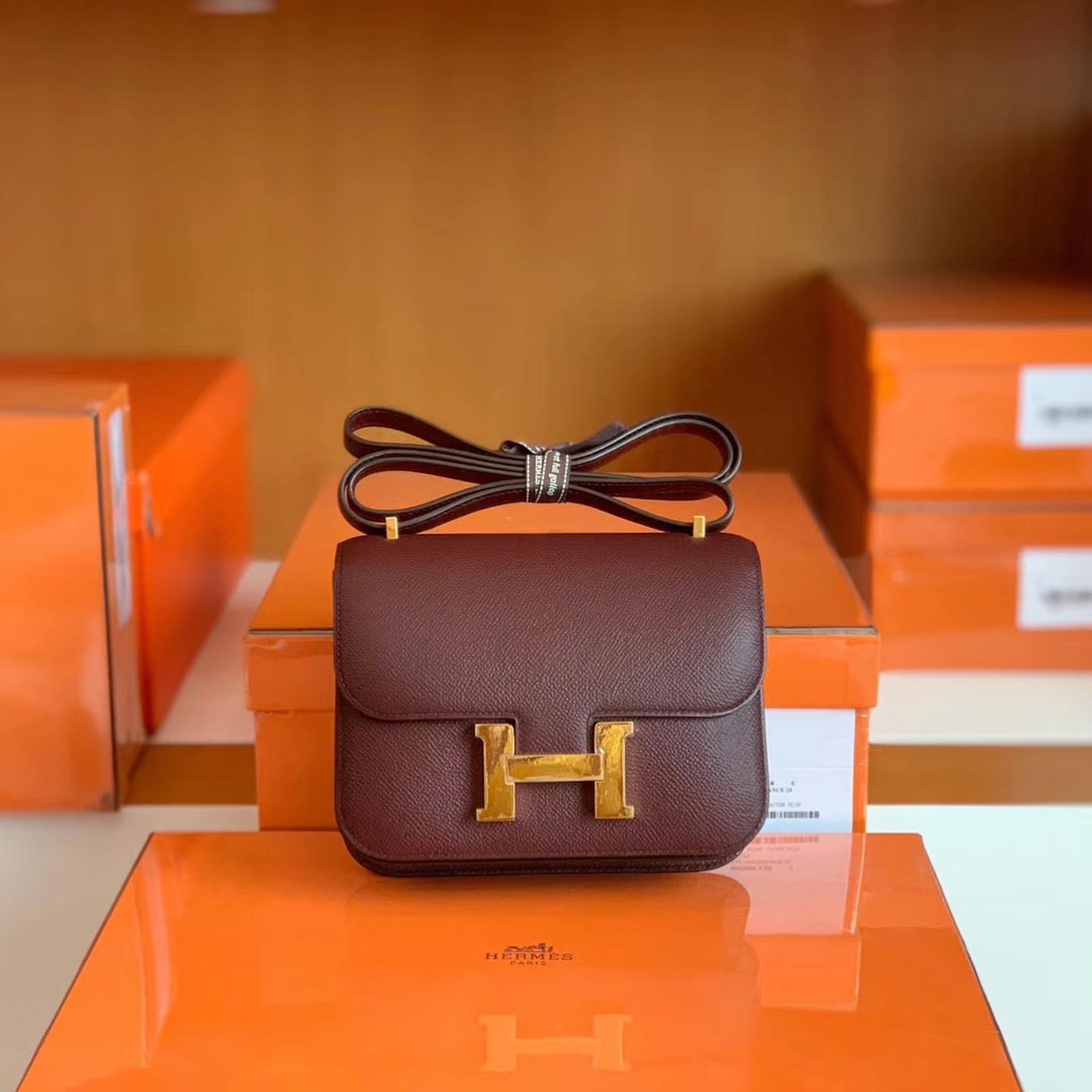 Hong Kong HM Constance 19cm Epsom 55 Rouge H GHW