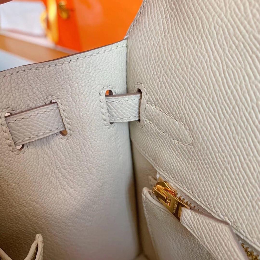 Kuwait HM KL 25cm 10 Craie 奶昔白 Epsom leather