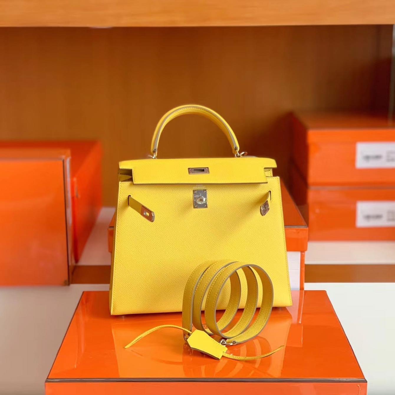 Kuwait HM KL 25cm 9O Jaune Epsom leather