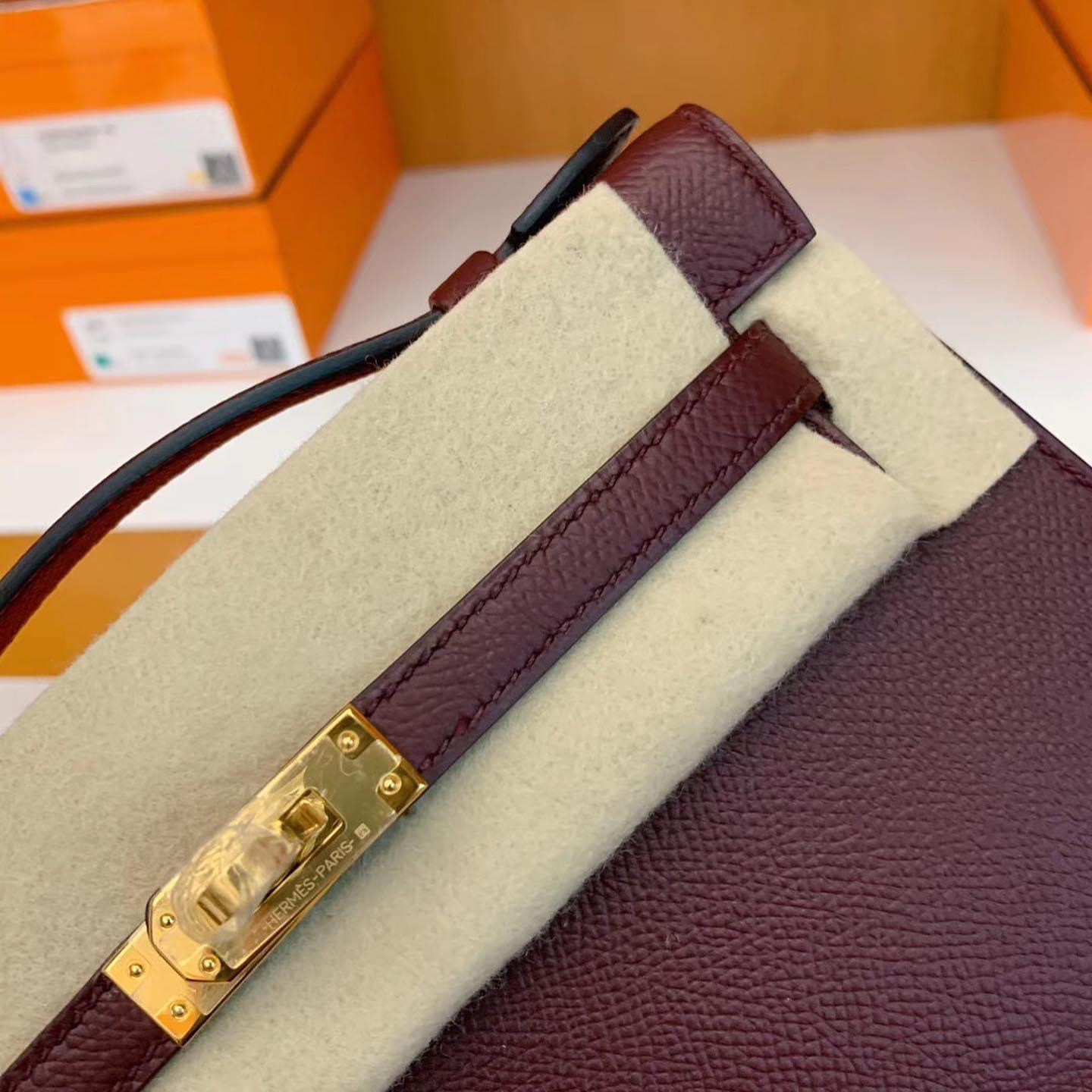 Hong Kong HM KL Pochette Epsom 55 Rouge H GHW
