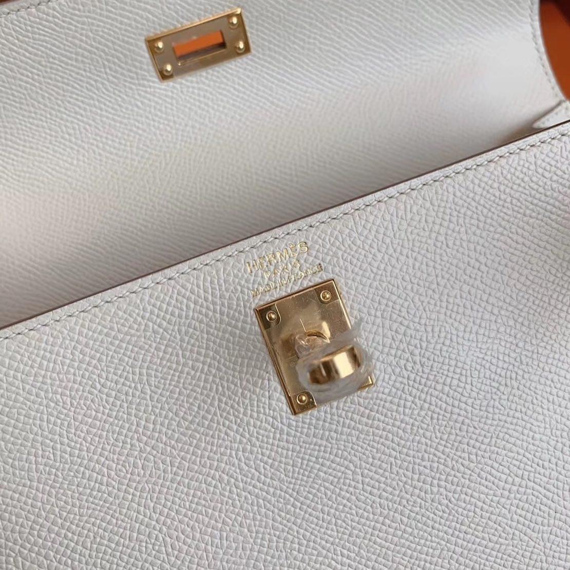 Kuwait HM KL 25cm 10 Craie 奶昔白 Epsom leather