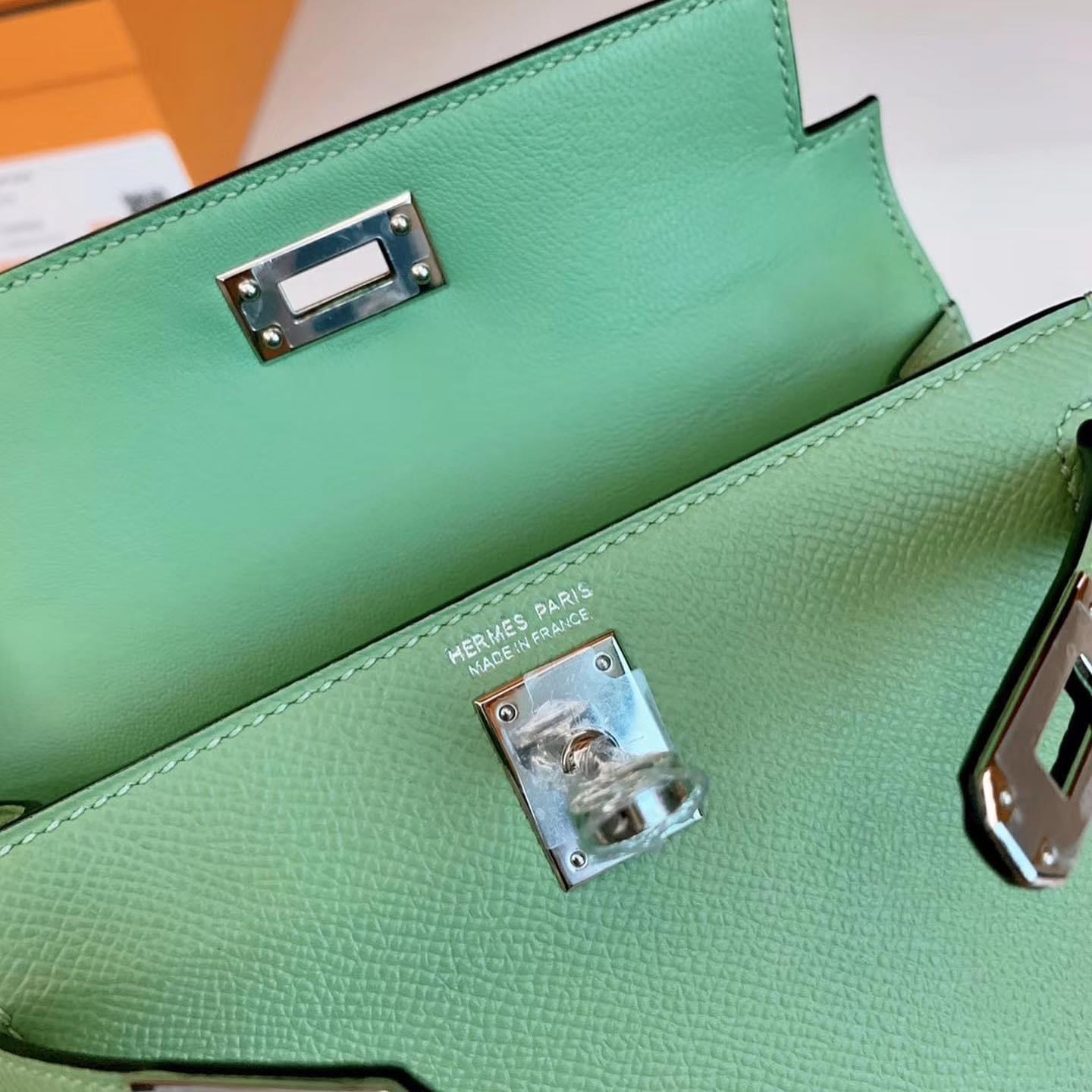 KL Mini 二代 Epsom皮 3I Vert criquet 牛油果绿 银扣