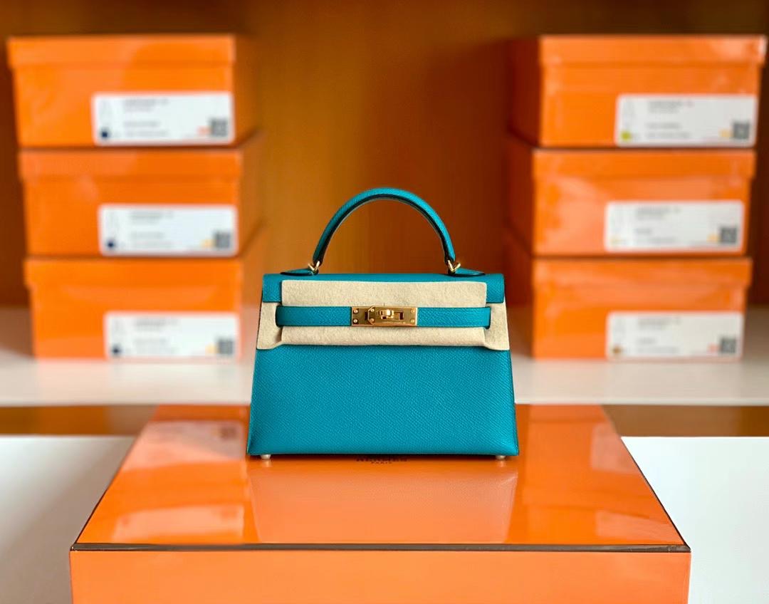 Hongkong Factory HM KL Mini Epsom 7F Blue Paon 孔雀蓝