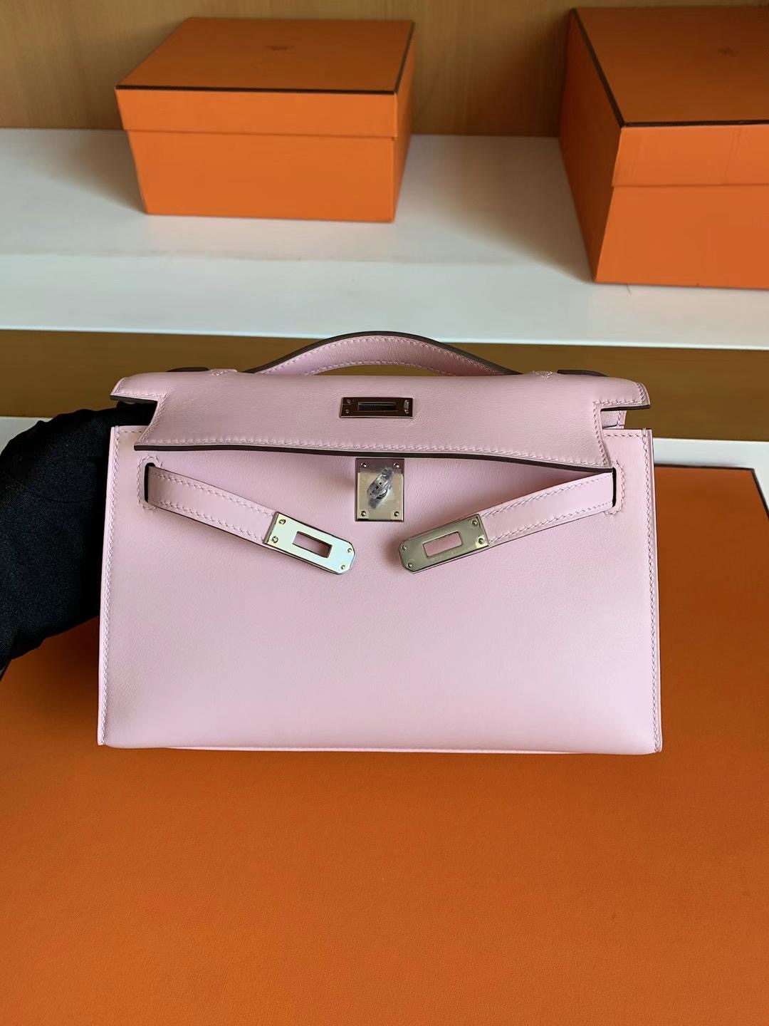 Saudi Arabia HM Pochette Swift 3Q Rose Sakura 新粉色