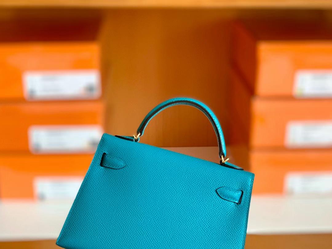 Hongkong Factory HM KL Mini Epsom 7F Blue Paon 孔雀蓝