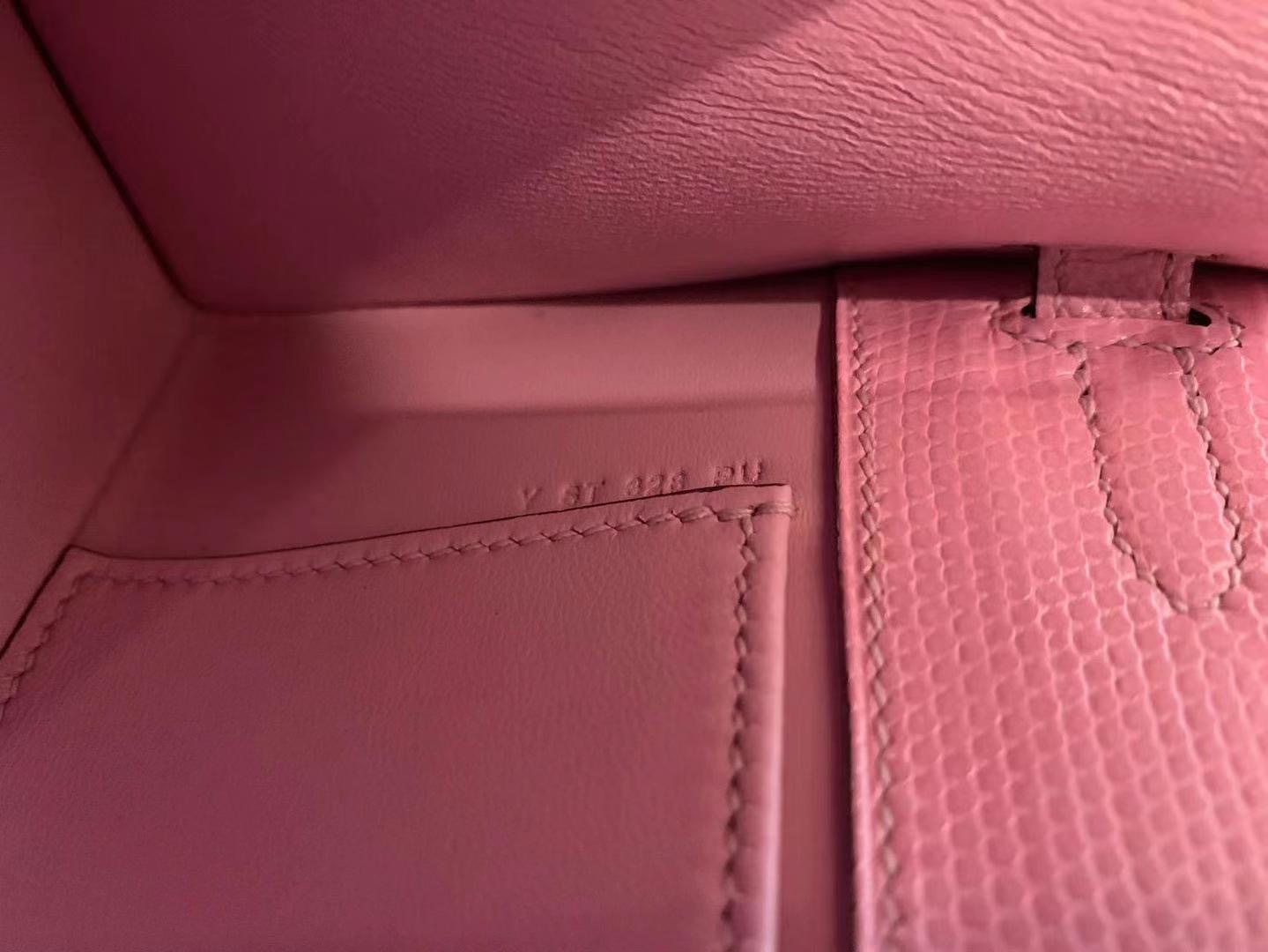 爱马仕HM Pochette 5P Pink 樱花粉 Lizard蜥蜴皮 银扣