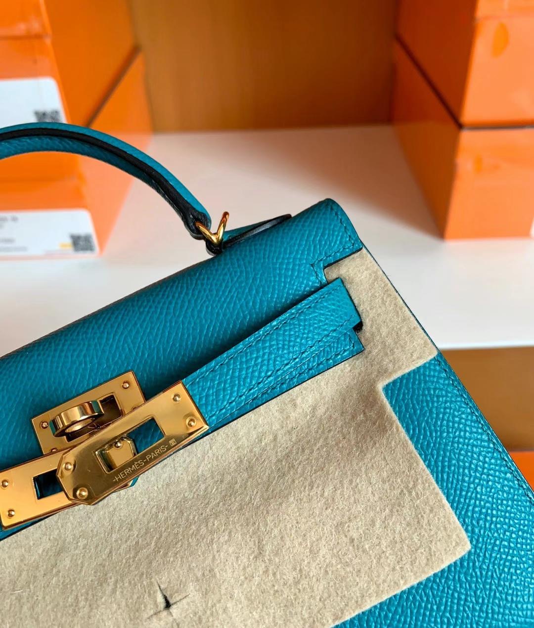 Hongkong Factory HM KL Mini Epsom 7F Blue Paon 孔雀蓝