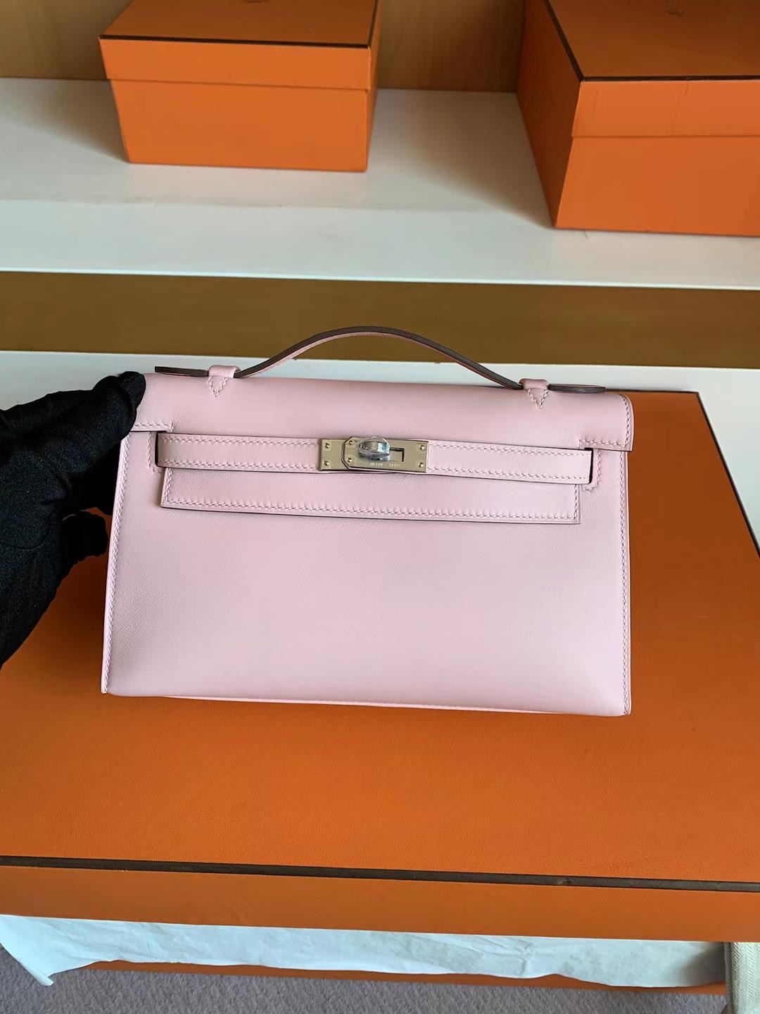Saudi Arabia HM Pochette Swift 3Q Rose Sakura 新粉色
