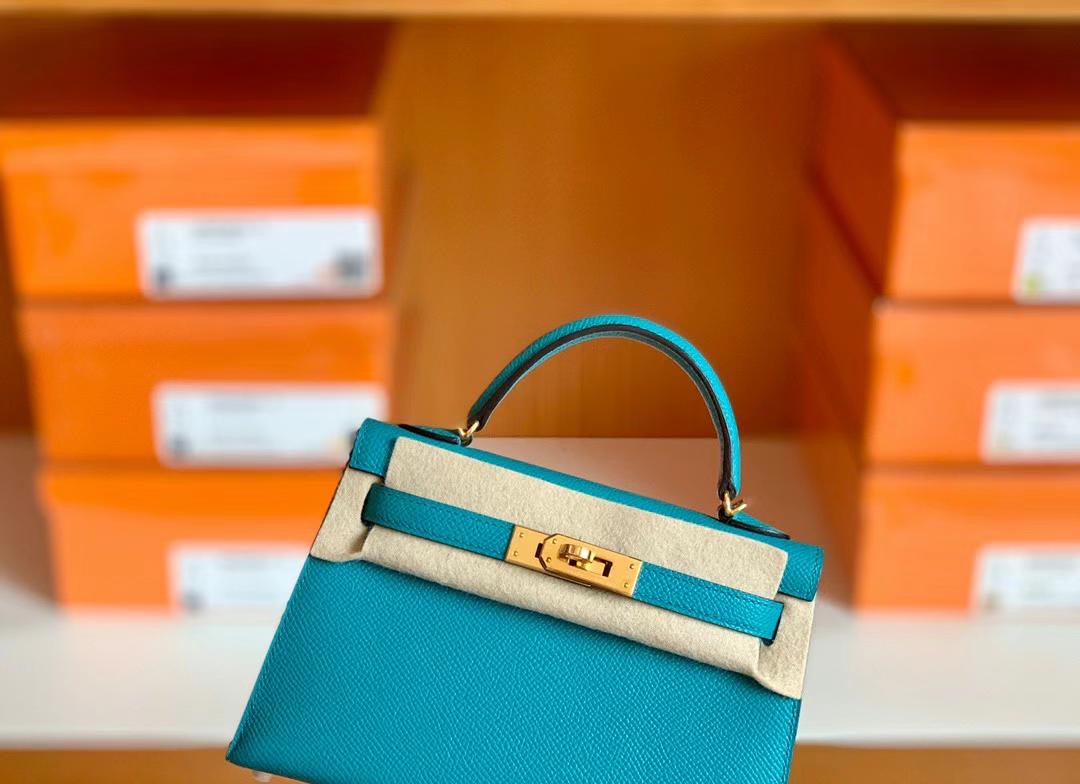 Hongkong Factory HM KL Mini Epsom 7F Blue Paon 孔雀蓝
