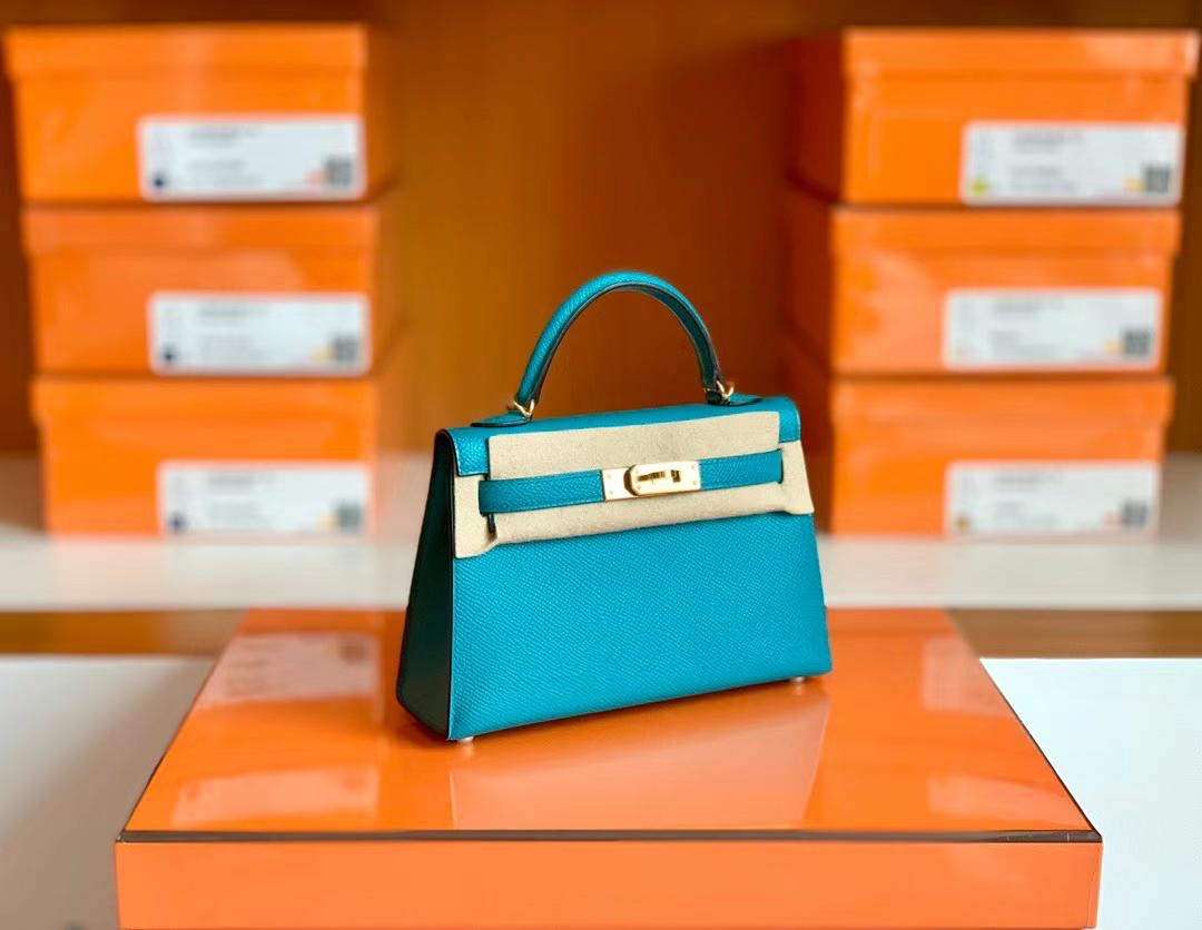 Hongkong Factory HM KL Mini Epsom 7F Blue Paon 孔雀蓝