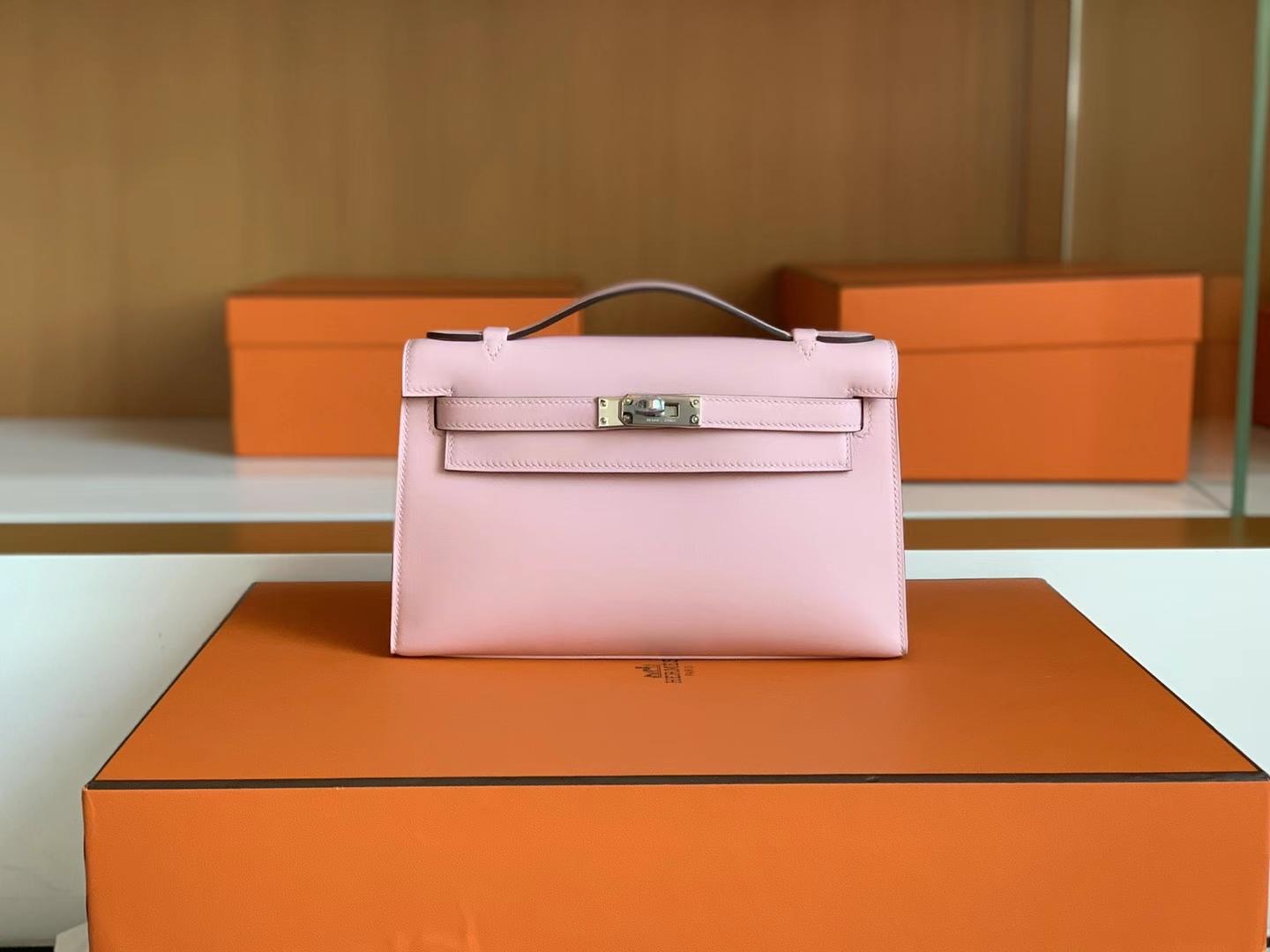 Saudi Arabia HM Pochette Swift 3Q Rose Sakura 新粉色