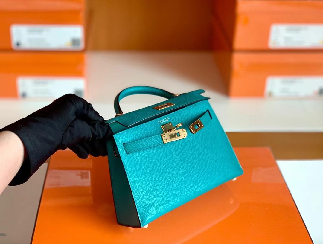 Hongkong Factory HM KL Mini Epsom 7F Blue Paon 孔雀蓝