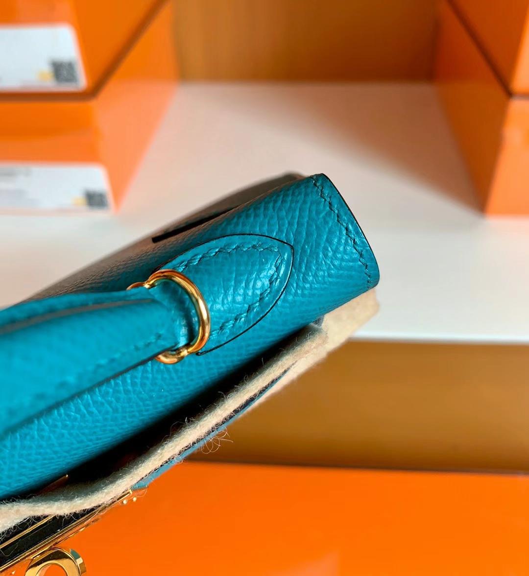 Hongkong Factory HM KL Mini Epsom 7F Blue Paon 孔雀蓝