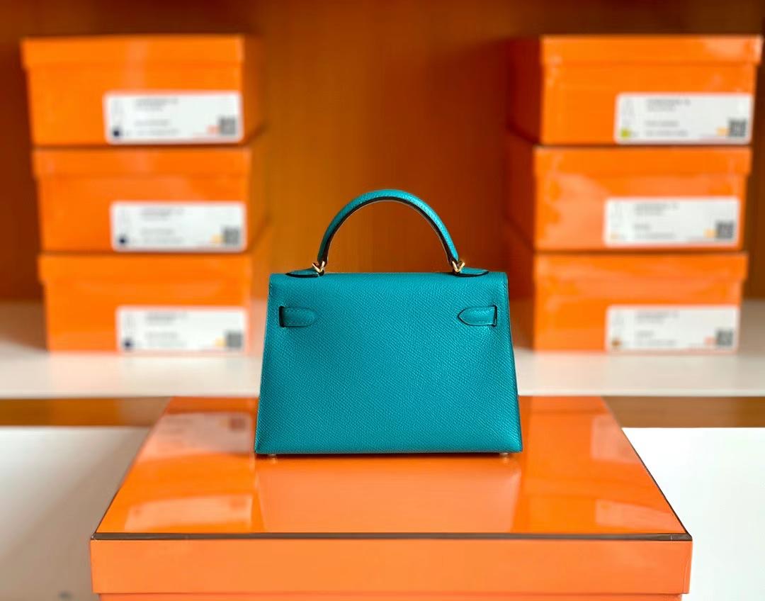 Hongkong Factory HM KL Mini Epsom 7F Blue Paon 孔雀蓝