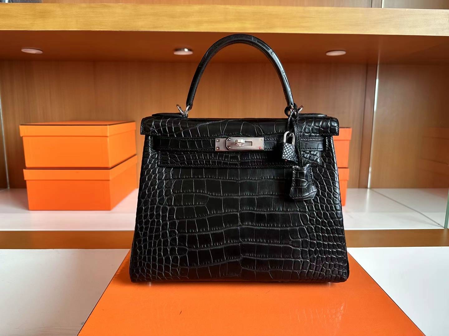 Hermès KL 25cm Matte Alligator crocodile CC89 Nỏi PHW