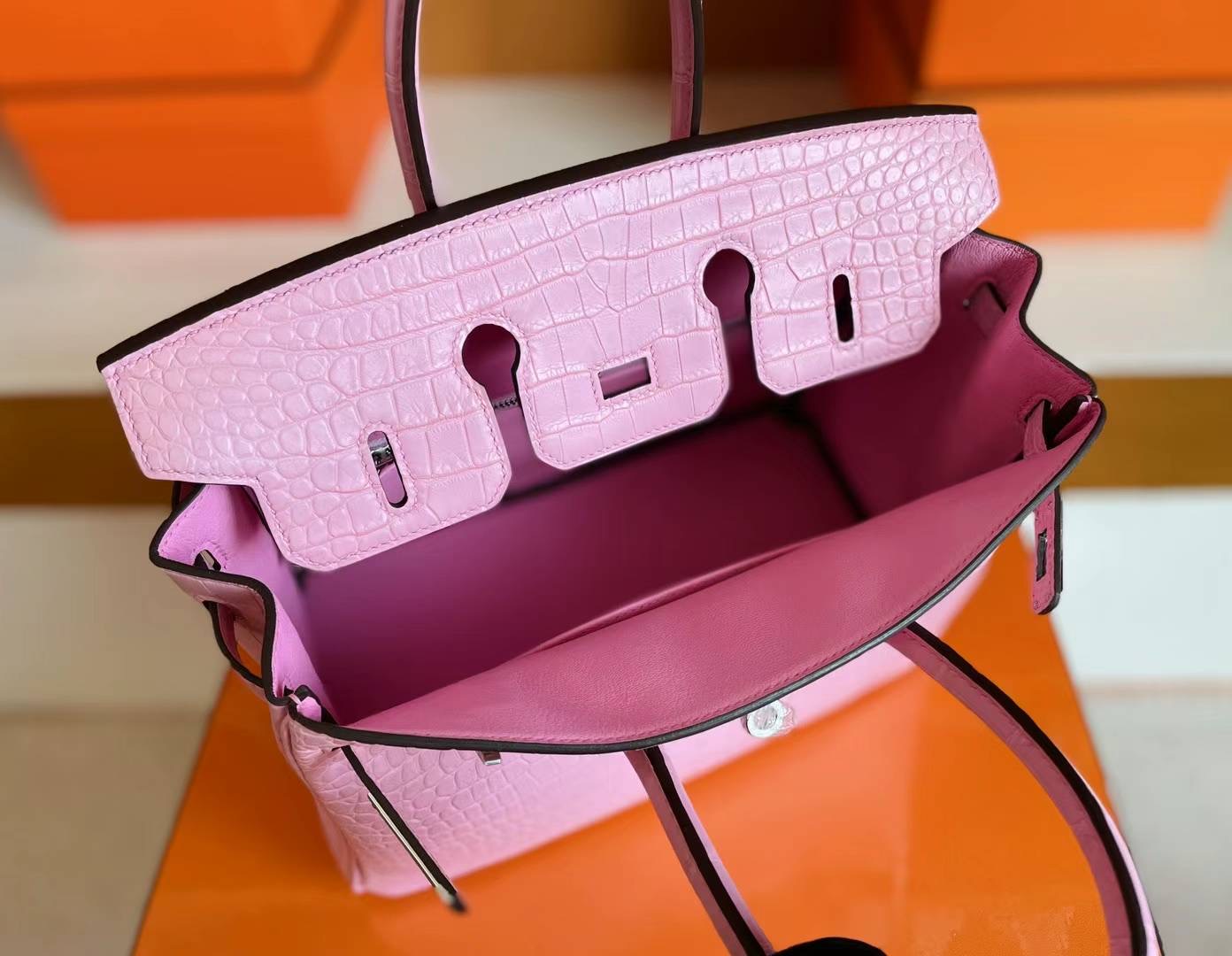 Saudi Arabia Riyadh Hermès BK 25 Matte Alligator Crocodile 5P pink PHW