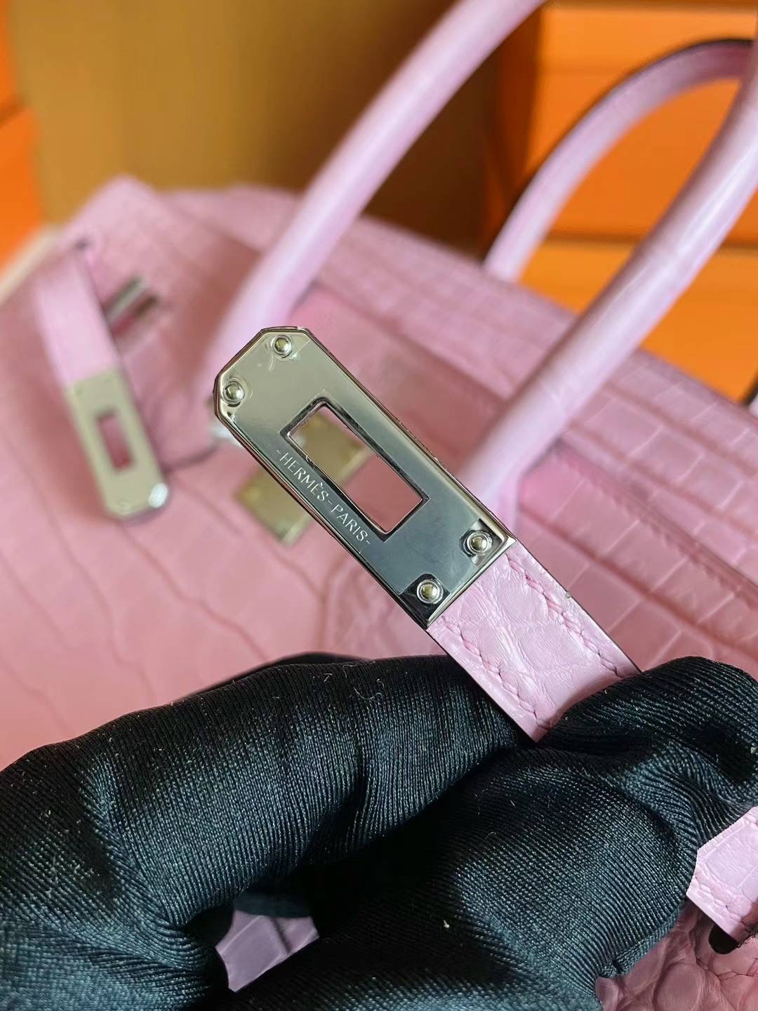 Saudi Arabia Riyadh Hermès BK 25 Matte Alligator Crocodile 5P pink PHW