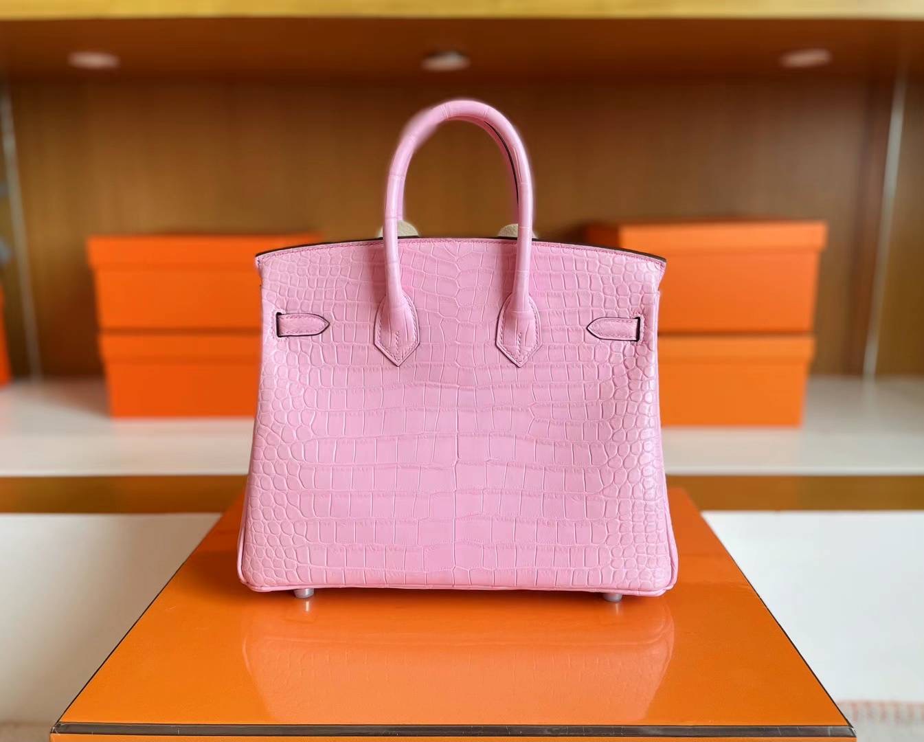 Saudi Arabia Riyadh Hermès BK 25 Matte Alligator Crocodile 5P pink PHW