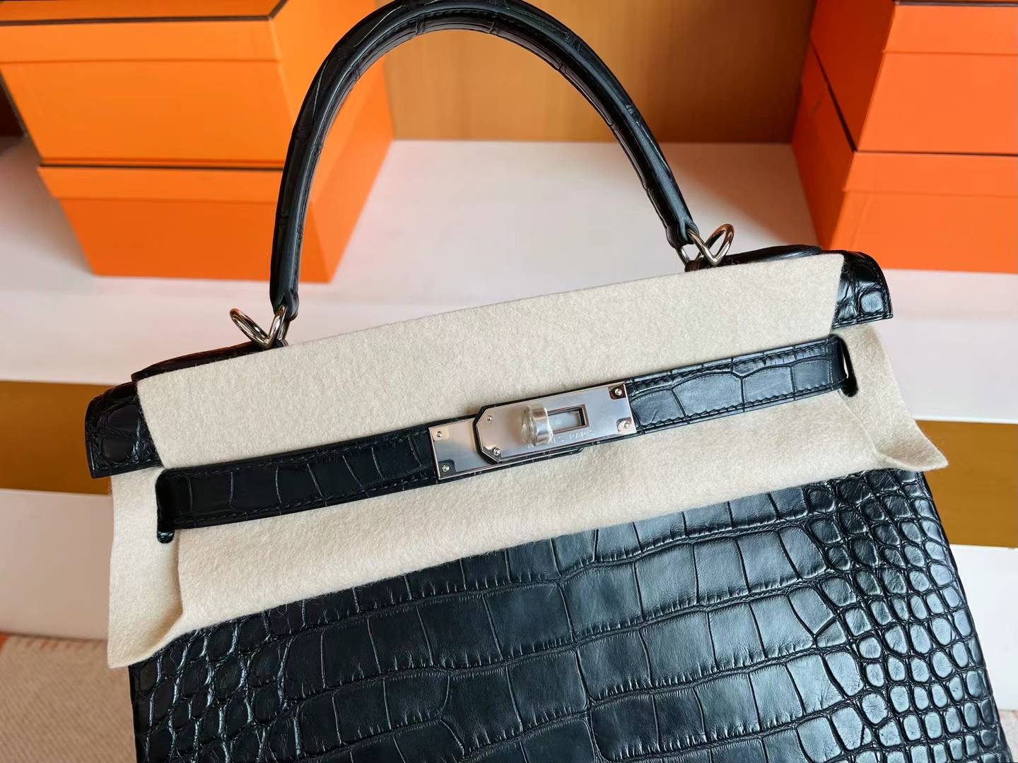 Hermès KL 25cm Matte Alligator crocodile CC89 Nỏi PHW