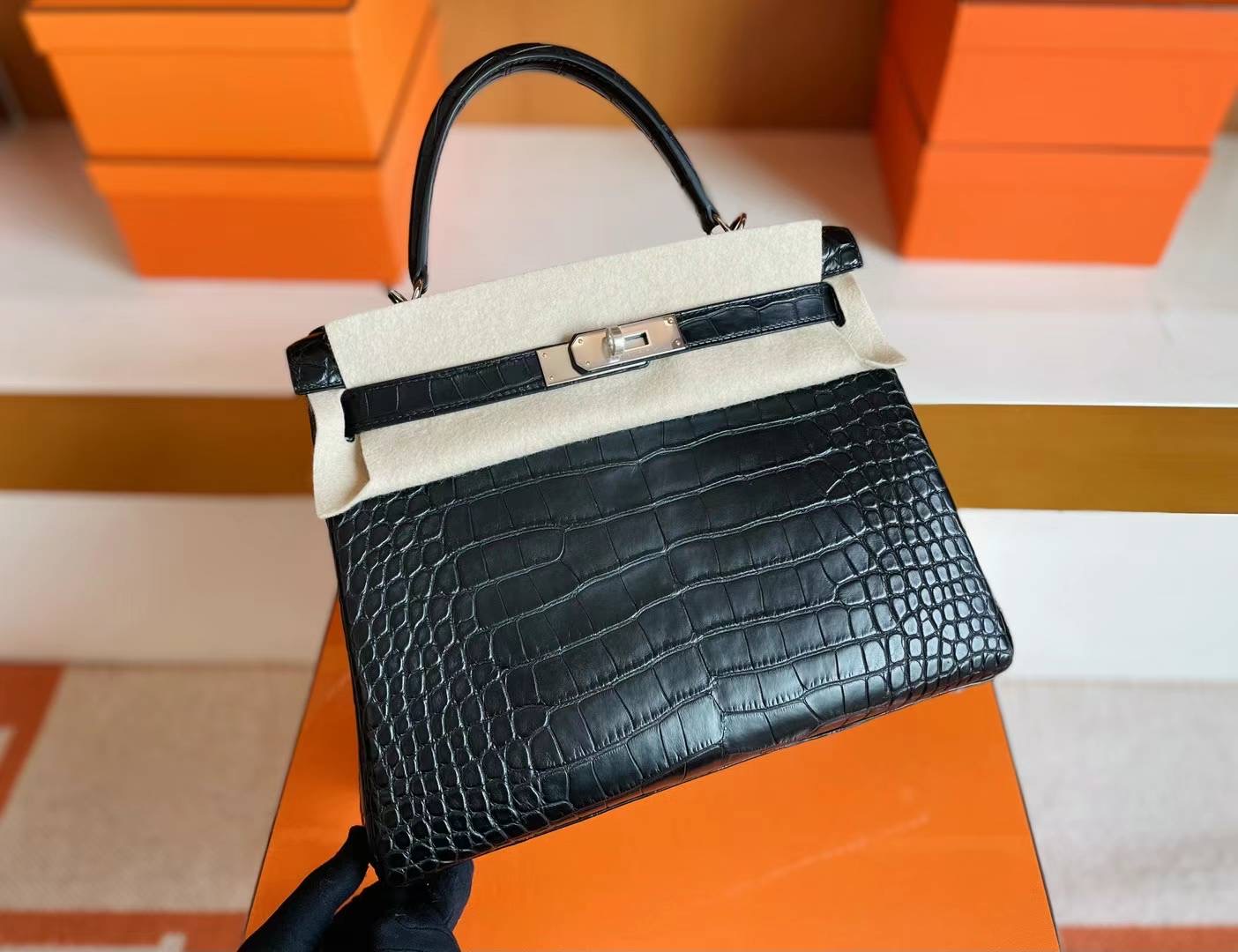 Hermès KL 25cm Matte Alligator crocodile CC89 Nỏi PHW