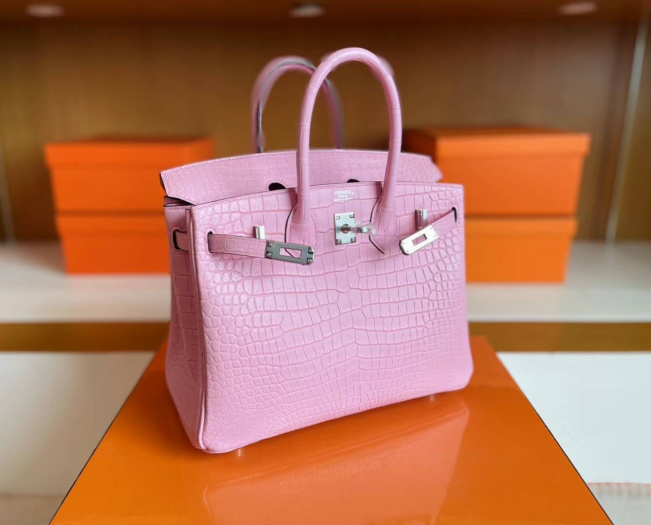Saudi Arabia Riyadh Hermès BK 25 Matte Alligator Crocodile 5P pink PHW