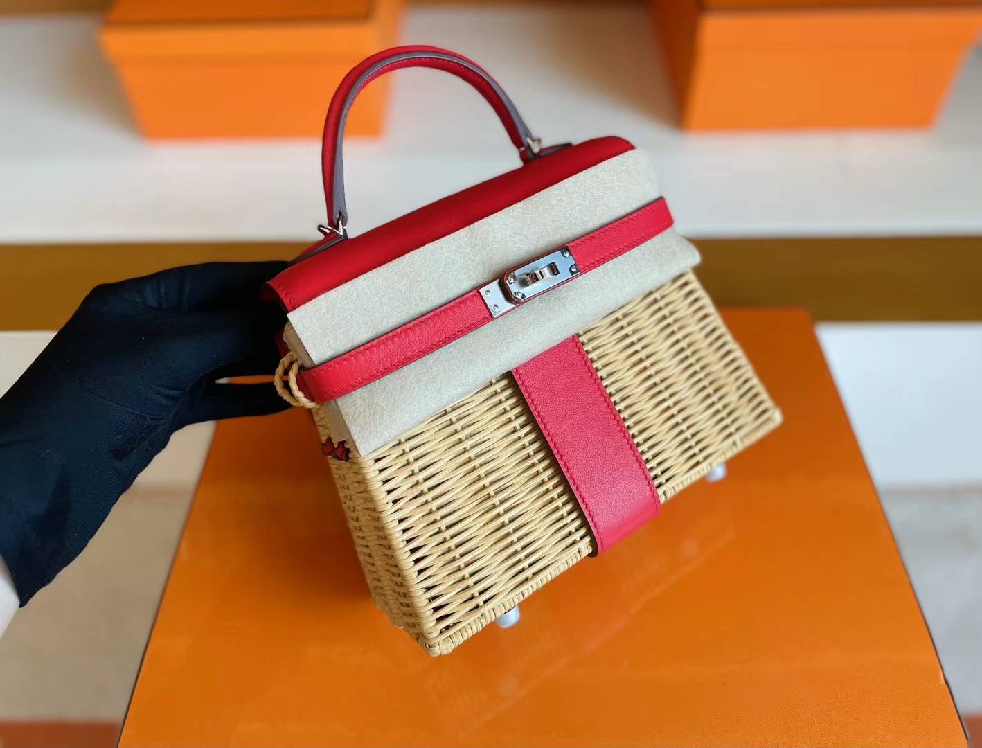 VIP一级品 hm minikl picnic野餐包 ❤️S3 Rose de coeur 心红色（swift皮） mini2代的经典著作