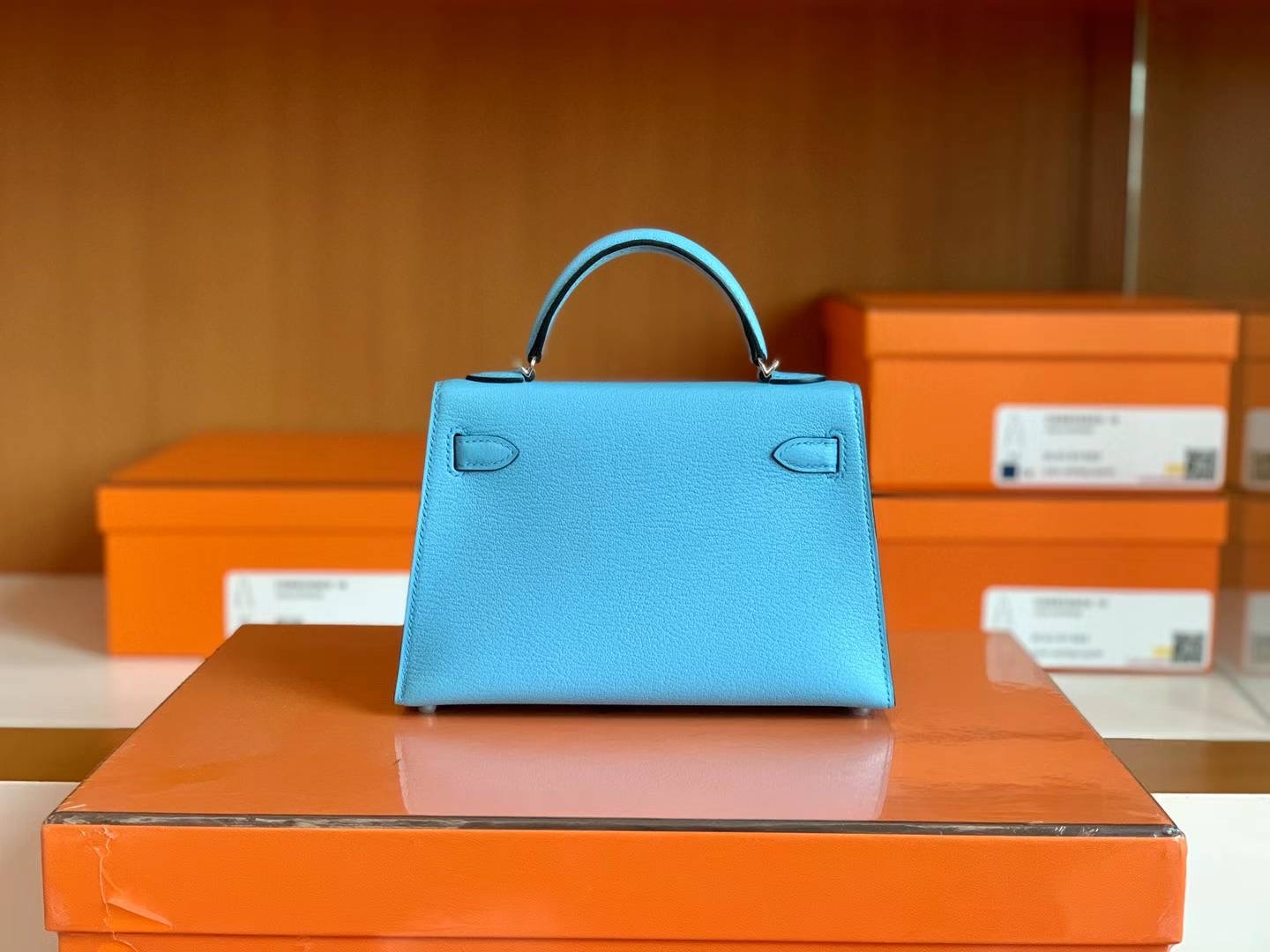 HM mini kl handmade chevre leather 7N blue