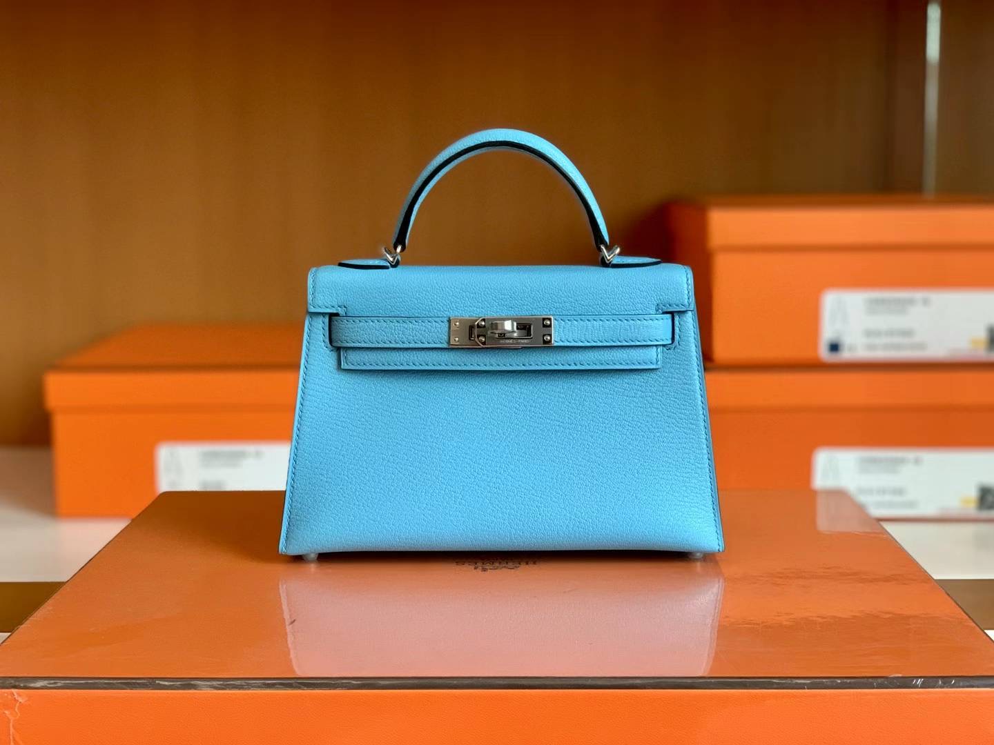 HM mini kl handmade chevre leather 7N blue