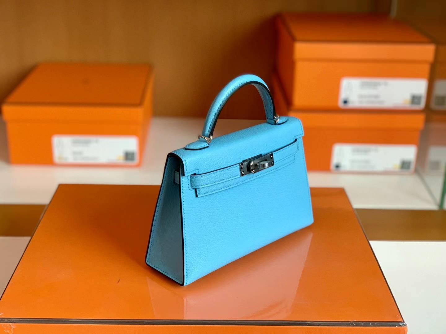 HM mini kl handmade chevre leather 7N blue
