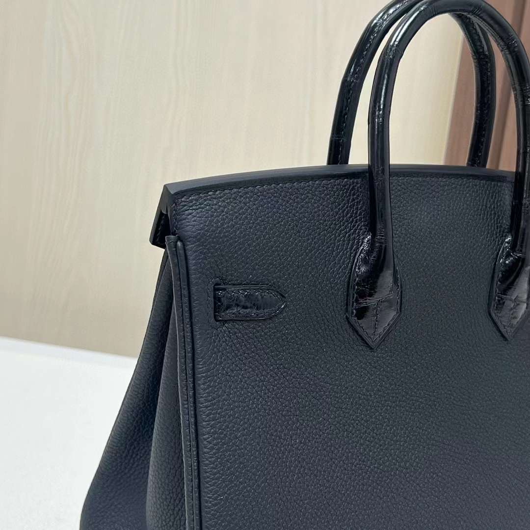 BK 25cm Touch Togo/亮面尼罗鳄鱼 Ck89黑色 玫瑰金扣 全手工蜡线缝 Rghw