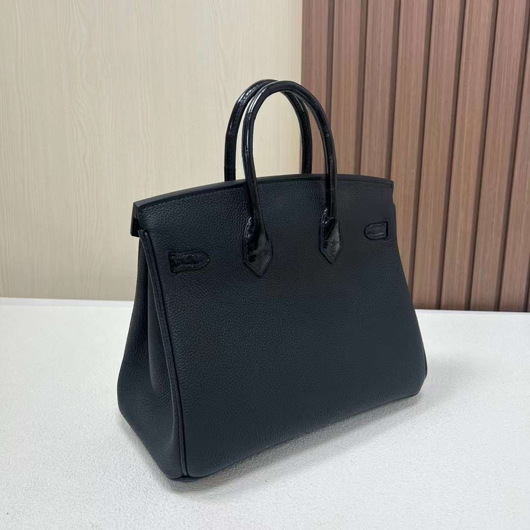 BK 25cm Touch Togo/亮面尼罗鳄鱼 Ck89黑色 玫瑰金扣 全手工蜡线缝 Rghw