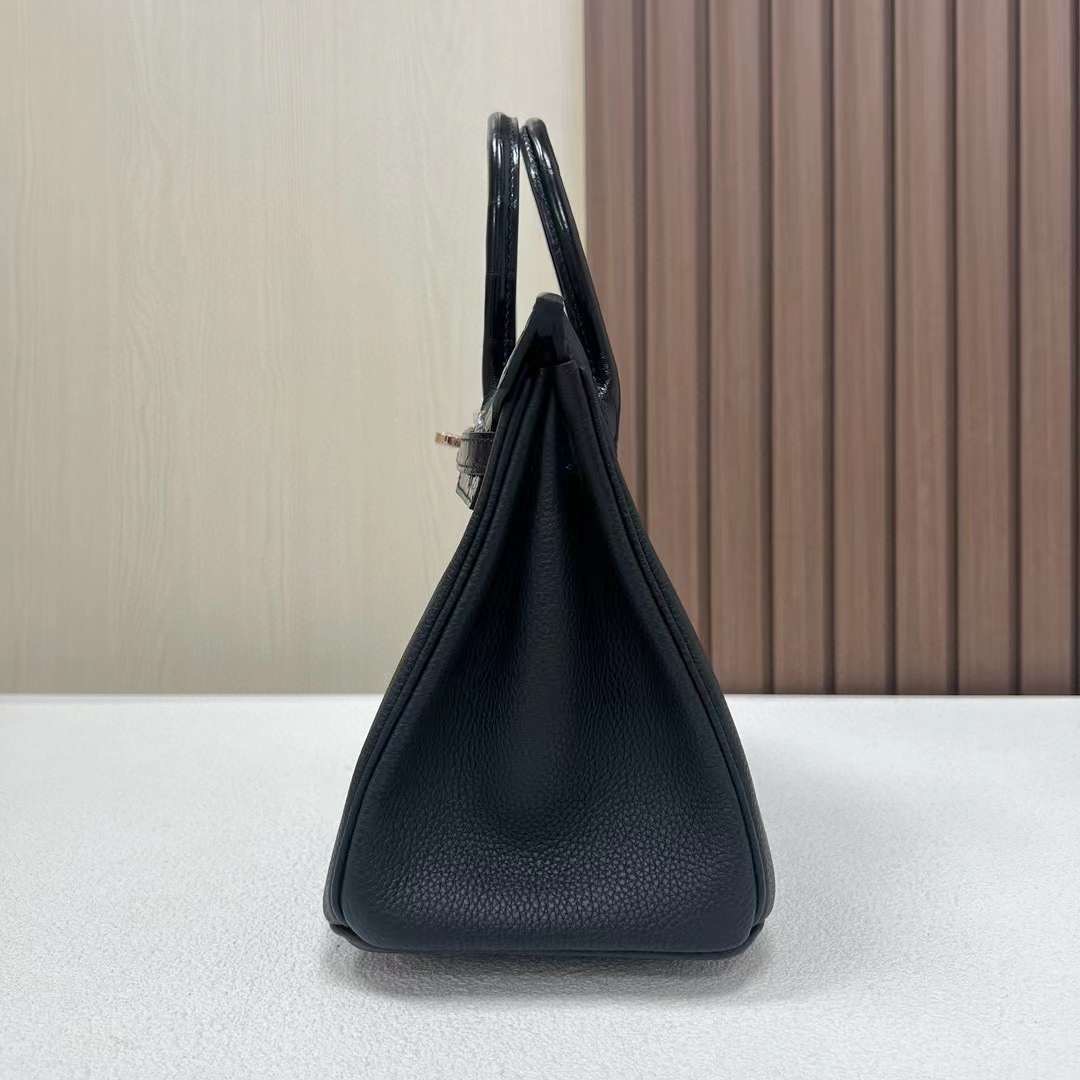 BK 25cm Touch Togo/亮面尼罗鳄鱼 Ck89黑色 玫瑰金扣 全手工蜡线缝 Rghw