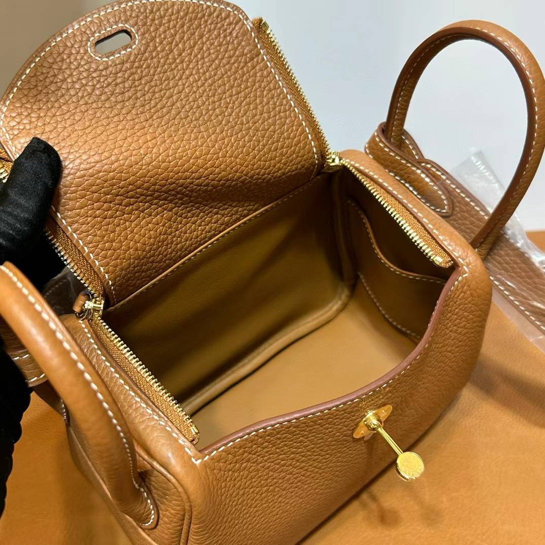 HM Mini LD 19cm Clemence Ck37金棕色 金扣  一级工艺 全手工蜡线缝 Ghw