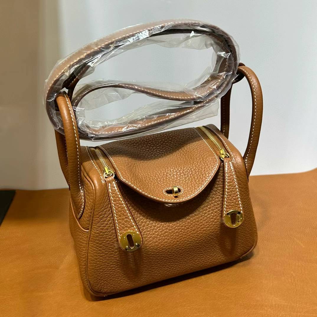 HM Mini LD 19cm Clemence Ck37金棕色 金扣  一级工艺 全手工蜡线缝 Ghw