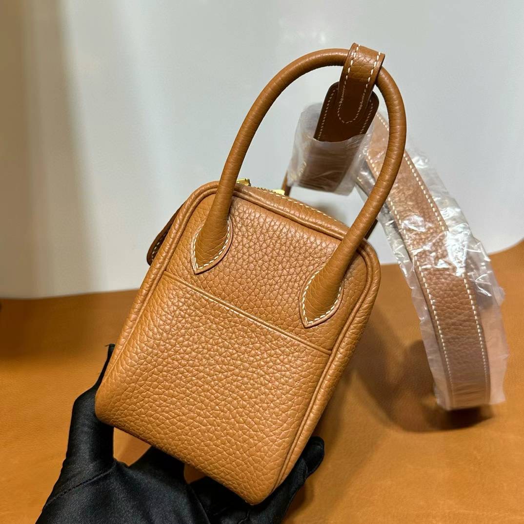 HM Mini LD 19cm Clemence Ck37金棕色 金扣  一级工艺 全手工蜡线缝 Ghw