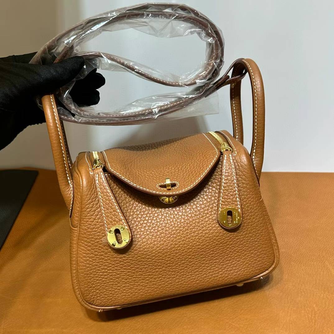 HM Mini LD 19cm Clemence Ck37金棕色 金扣  一级工艺 全手工蜡线缝 Ghw