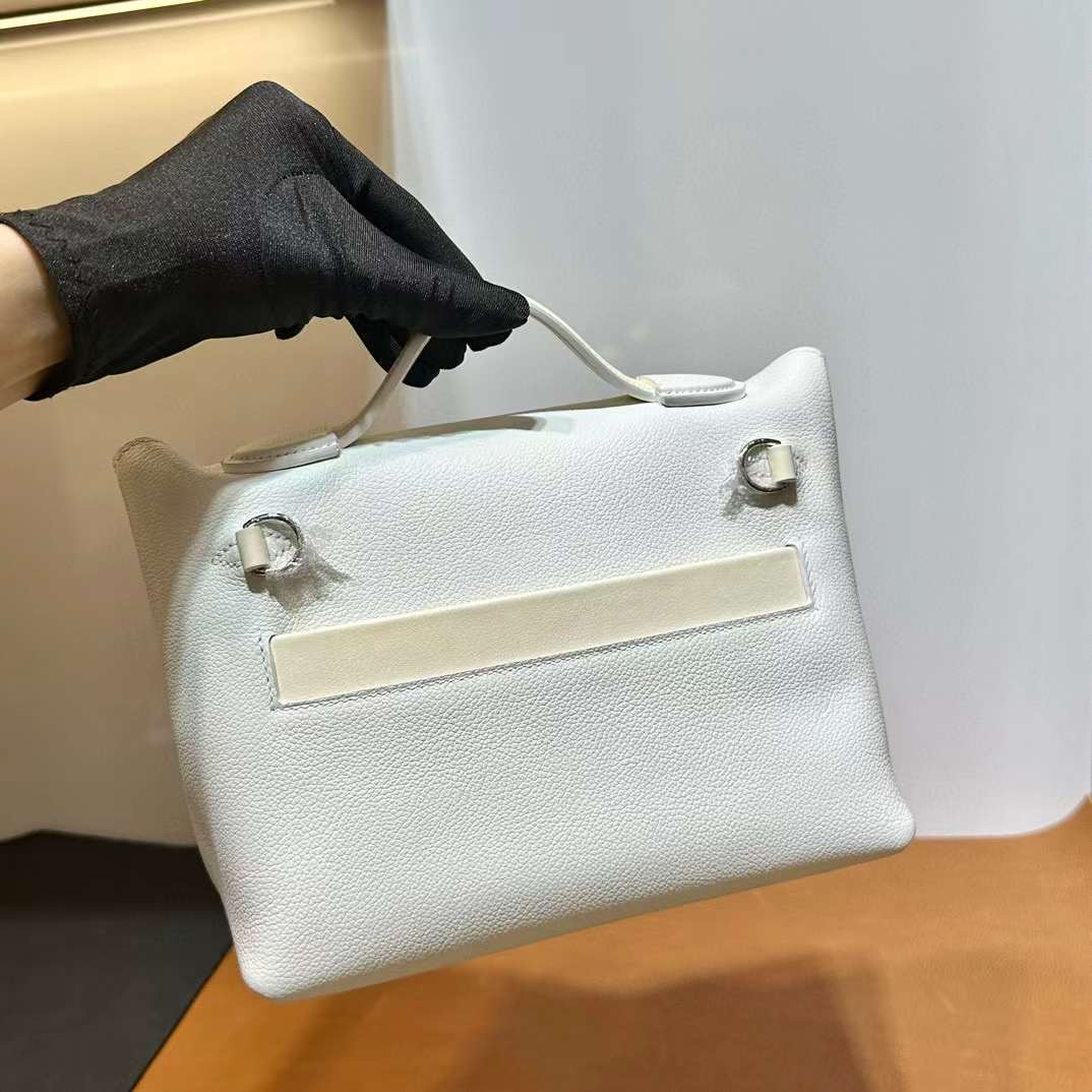 Mini HM 2424 Evercolor/Swift 01纯白 / i2 Nata 奶油白 银扣 一级工艺 全手工蜡线缝 Phw
