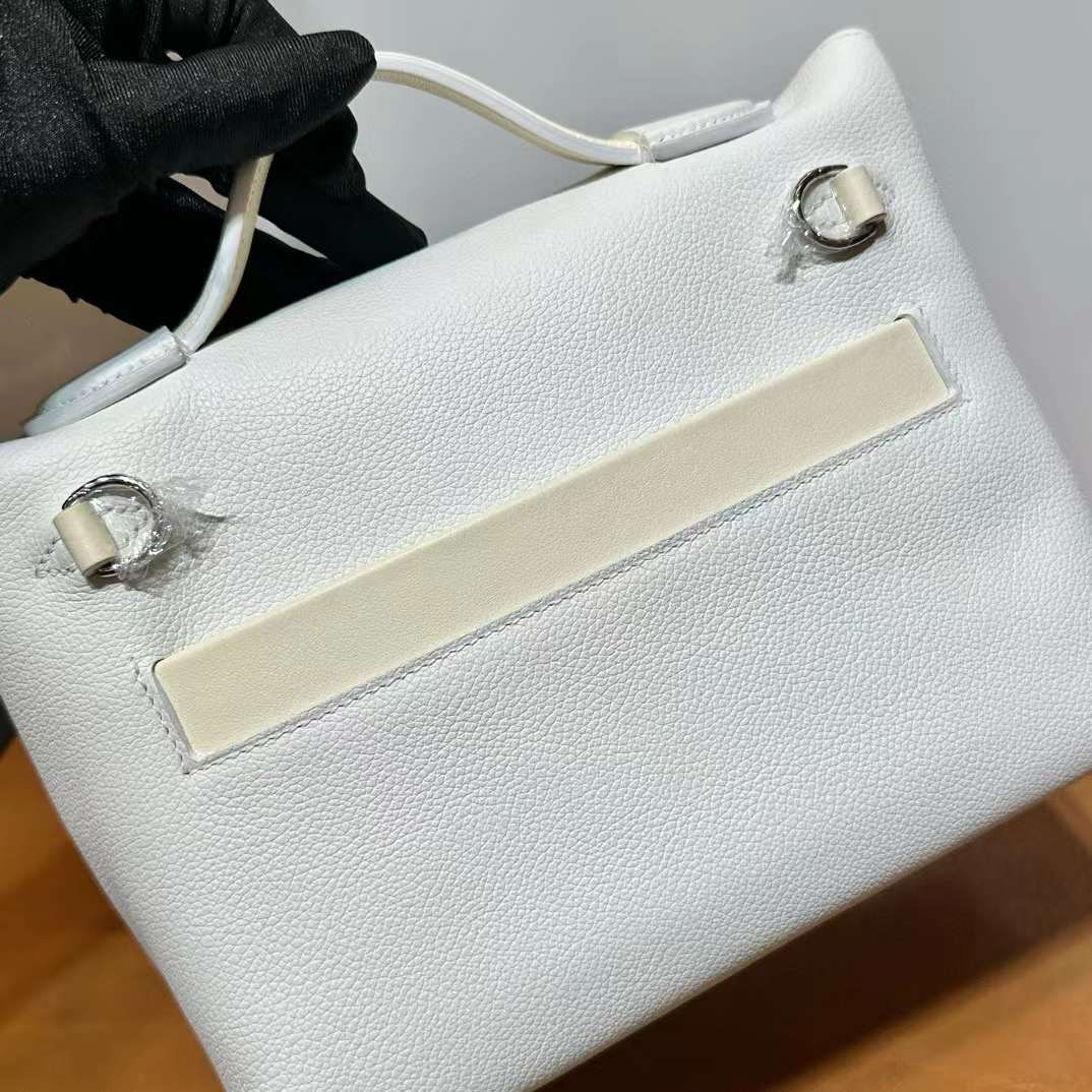 Mini HM 2424 Evercolor/Swift 01纯白 / i2 Nata 奶油白 银扣 一级工艺 全手工蜡线缝 Phw