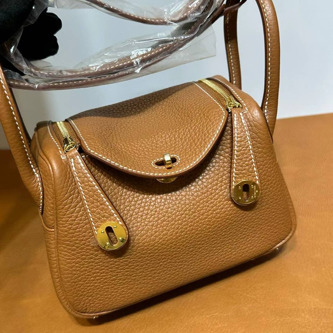 HM Mini LD 19cm Clemence Ck37金棕色 金扣  一级工艺 全手工蜡线缝 Ghw