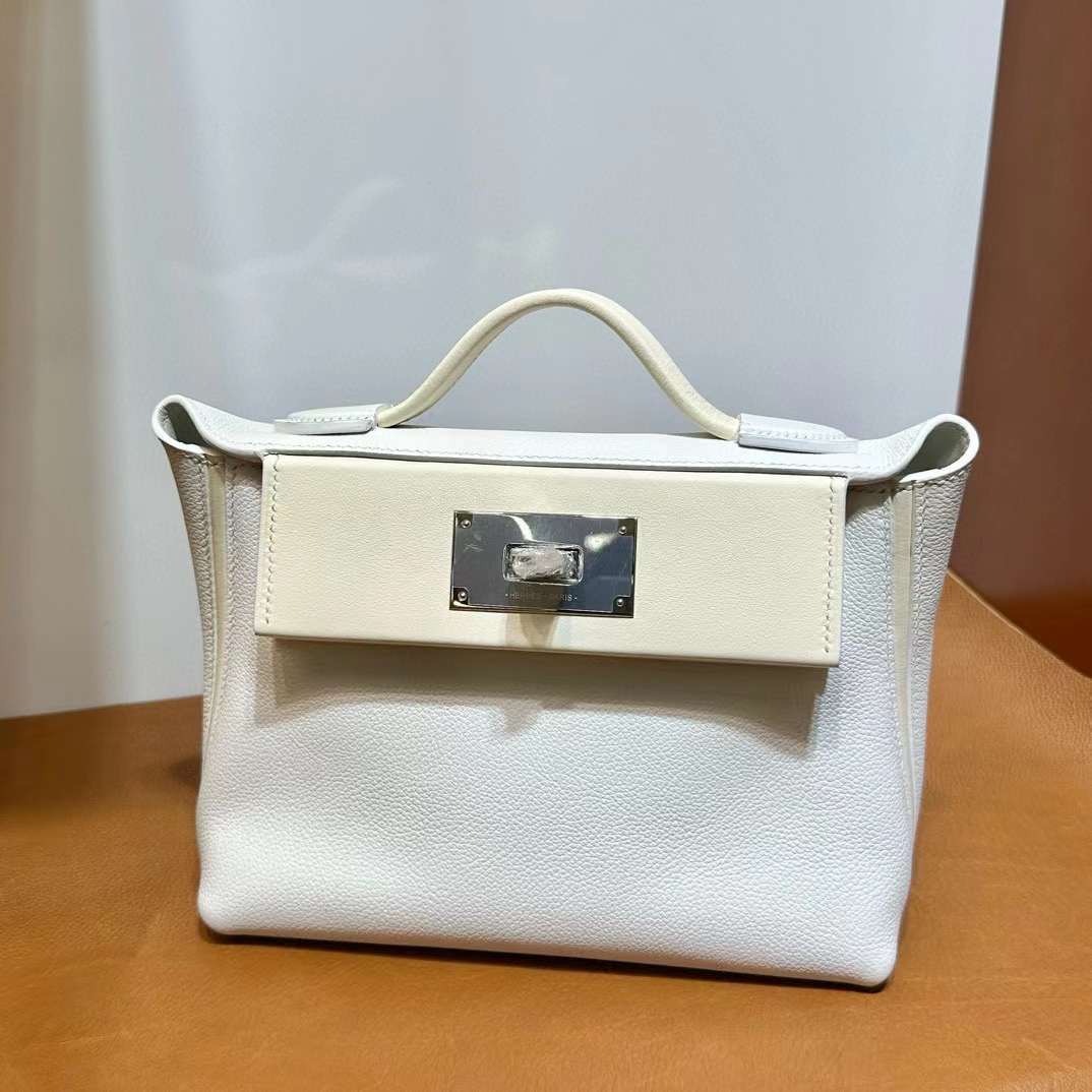 Mini HM 2424 Evercolor/Swift 01纯白 / i2 Nata 奶油白 银扣 一级工艺 全手工蜡线缝 Phw
