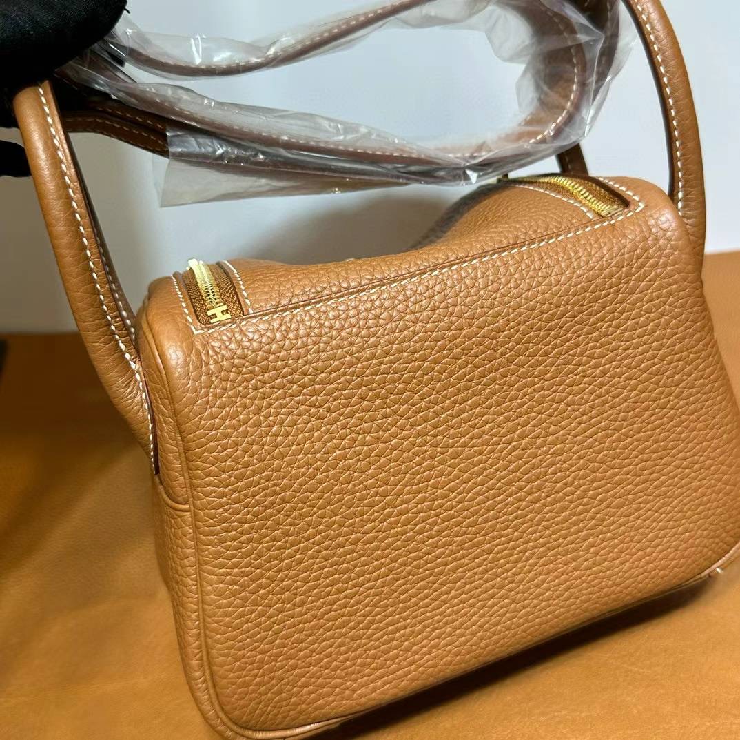 HM Mini LD 19cm Clemence Ck37金棕色 金扣  一级工艺 全手工蜡线缝 Ghw